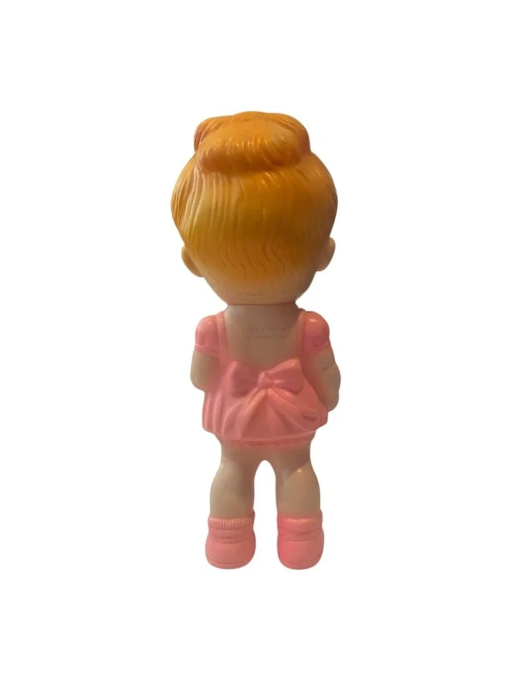 Sun Rubber Ruth Newton Girl Doll Pink Dress Working Squeaker 8 Inch Vtg 1950s